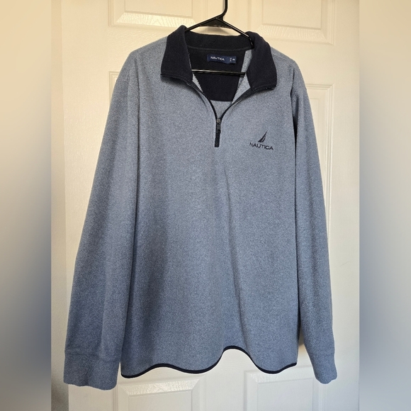 Nautica Men's Gray & Blue Quarter Zip Pullover Sweatshirt XXL - Pre-Owned - Picture 1 of 4